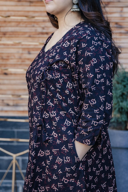Drishti Ajrakh Handblock Angrakha Cotton Kurta