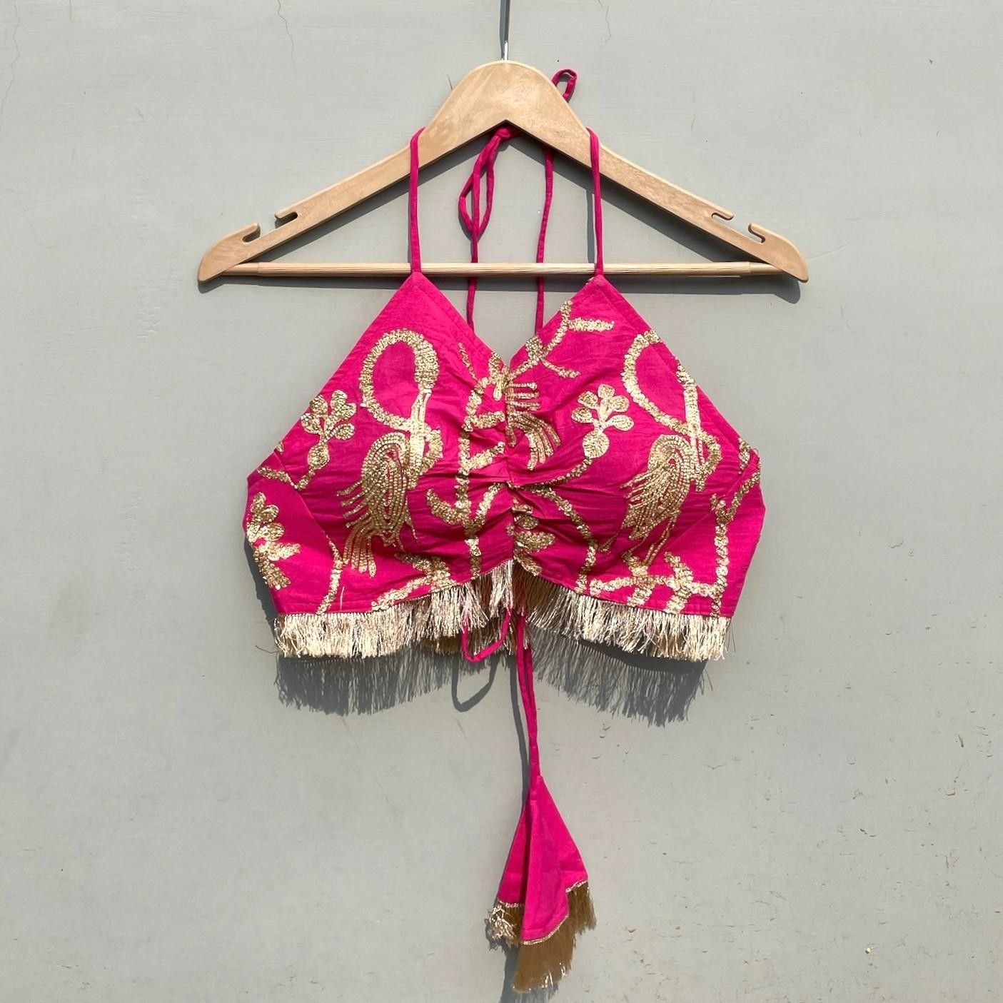 Pink Gotta Gujrati Embroidery Bralette