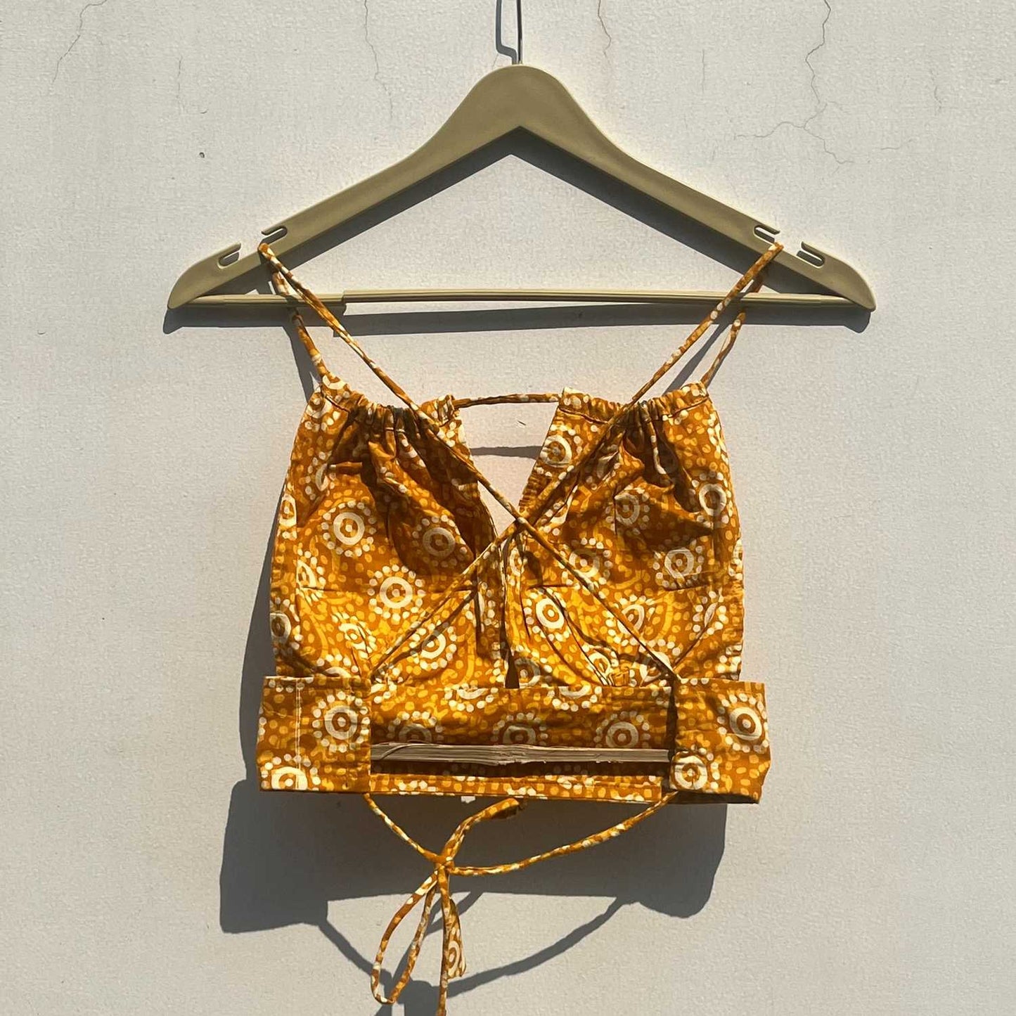 Mustard Handblock Cotton Bralette