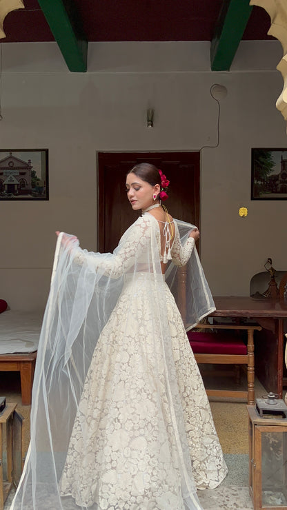 White Floral Lehenga