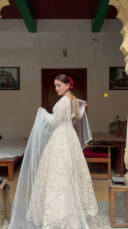 White Floral Lehenga