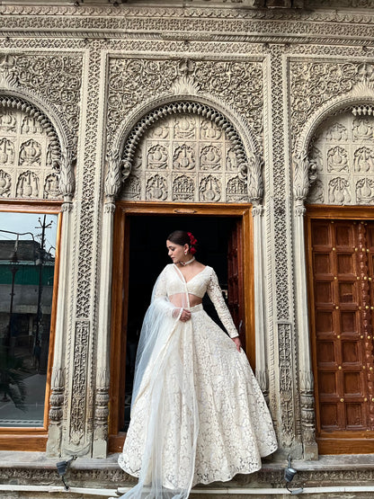 White Floral Lehenga