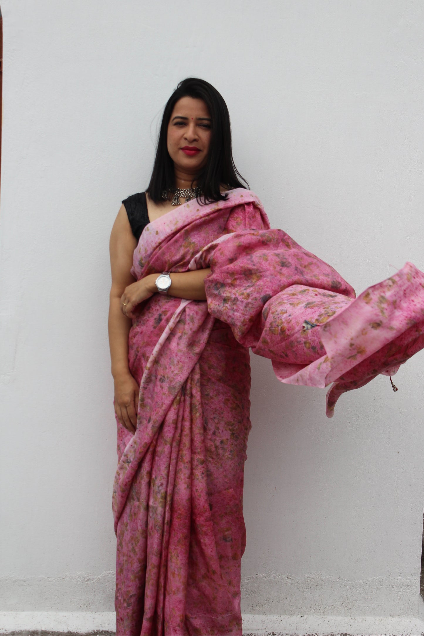 Natural Flower Dyed Kiki Habutai Silk Saree