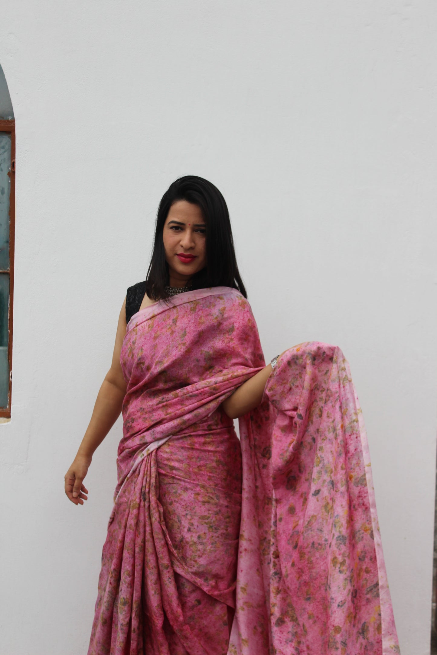 Natural Flower Dyed Kiki Habutai Silk Saree