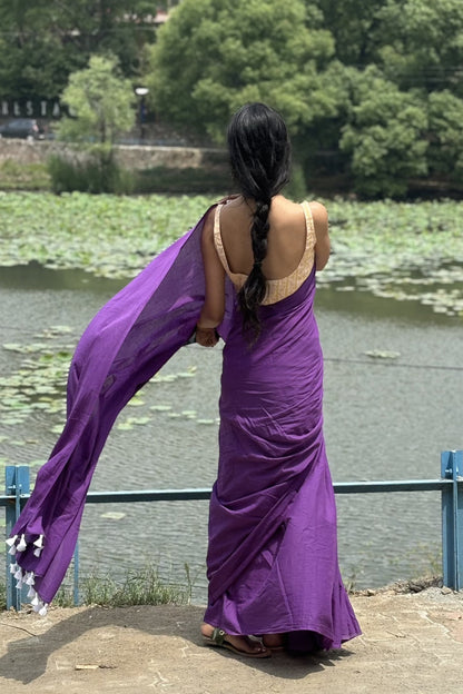 Purple Pyar Mul Cotton Saree