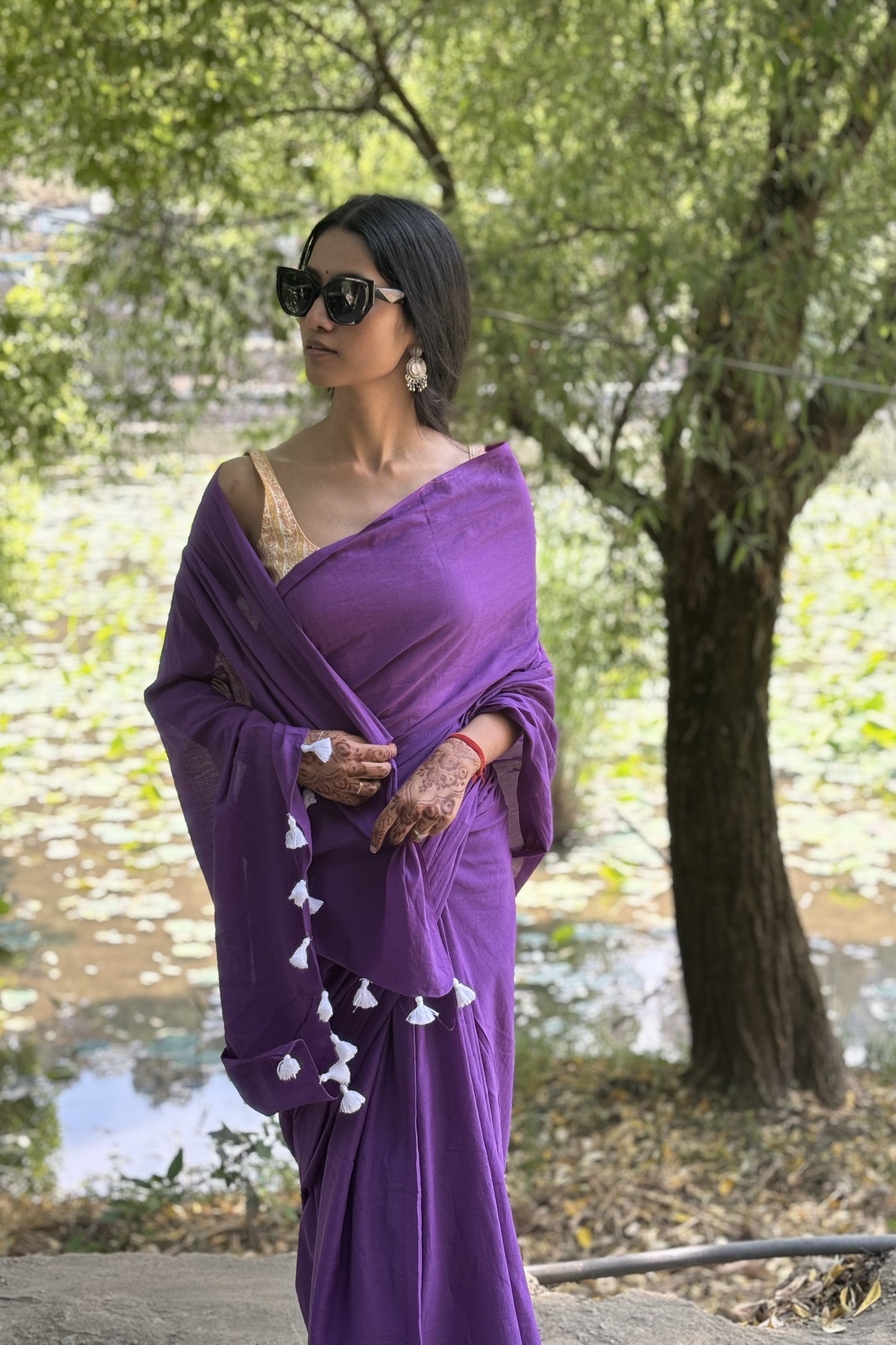 Purple Pyar Mul Cotton Saree