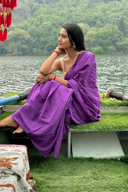 Purple Pyar Mul Cotton Saree