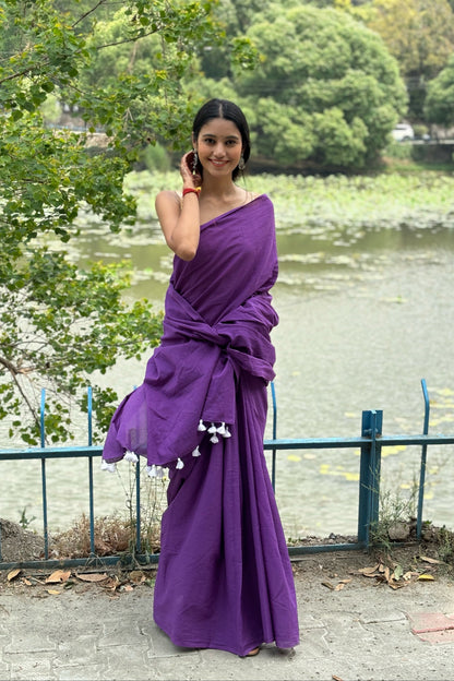 Purple Pyar Mul Cotton Saree
