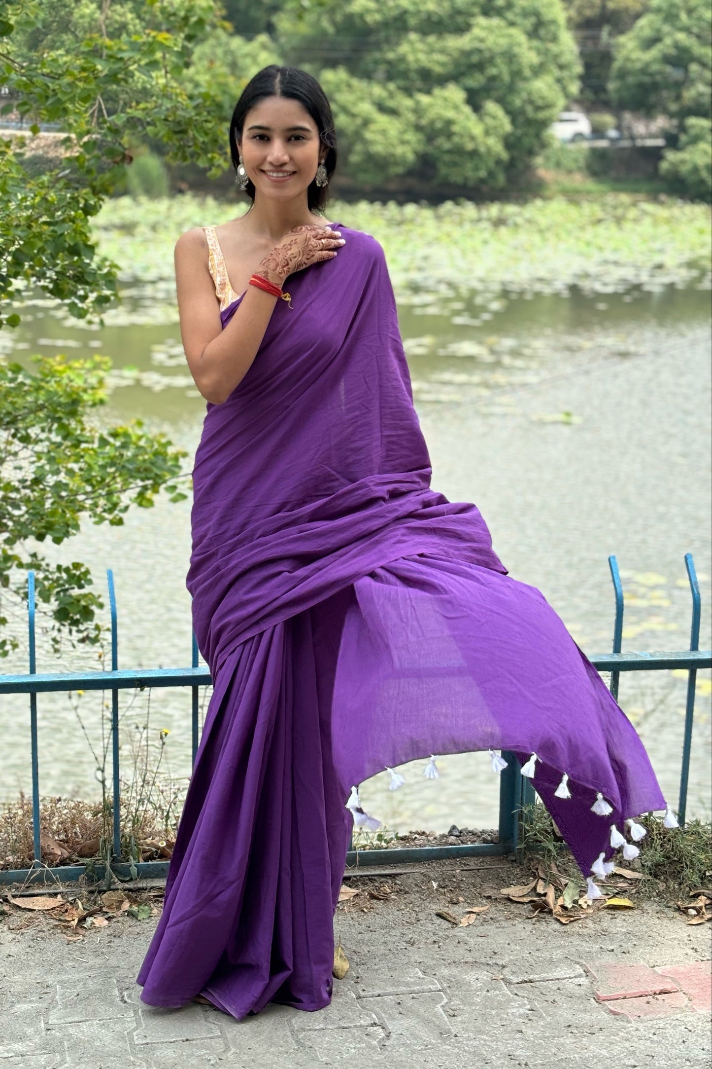 Purple Pyar Mul Cotton Saree