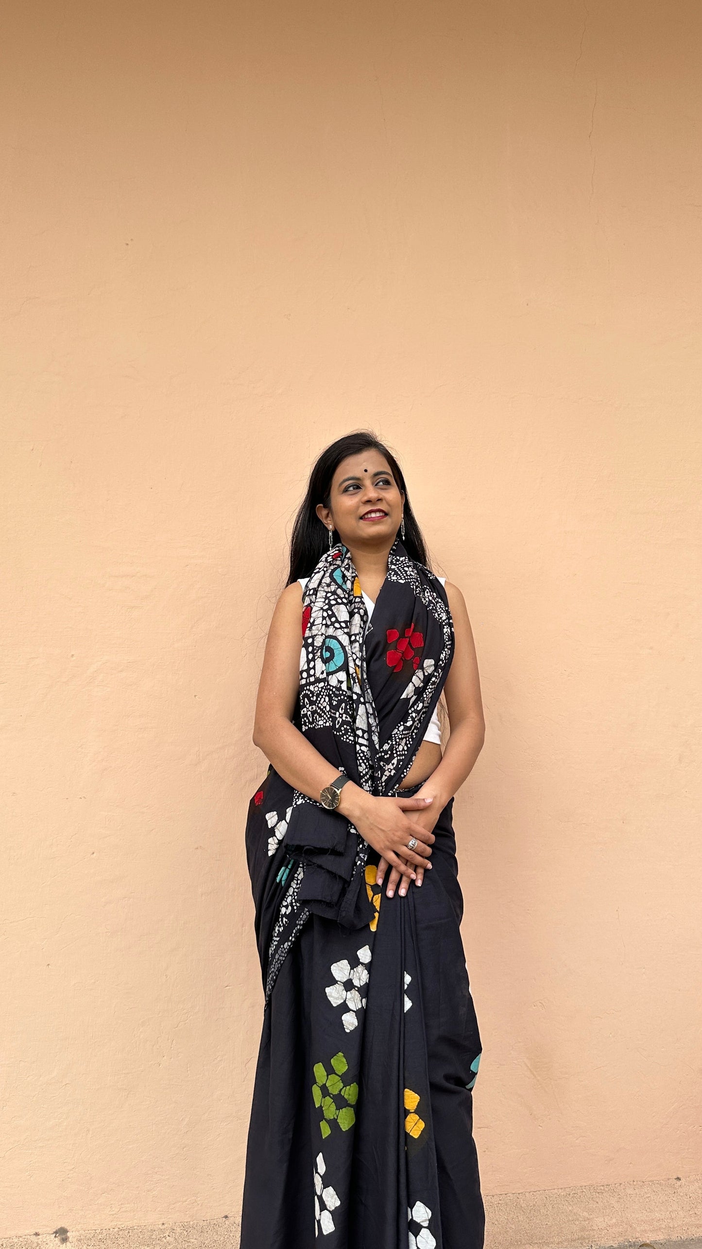 Be My Mystry Mulmul Cotton Block Printed Black Saree