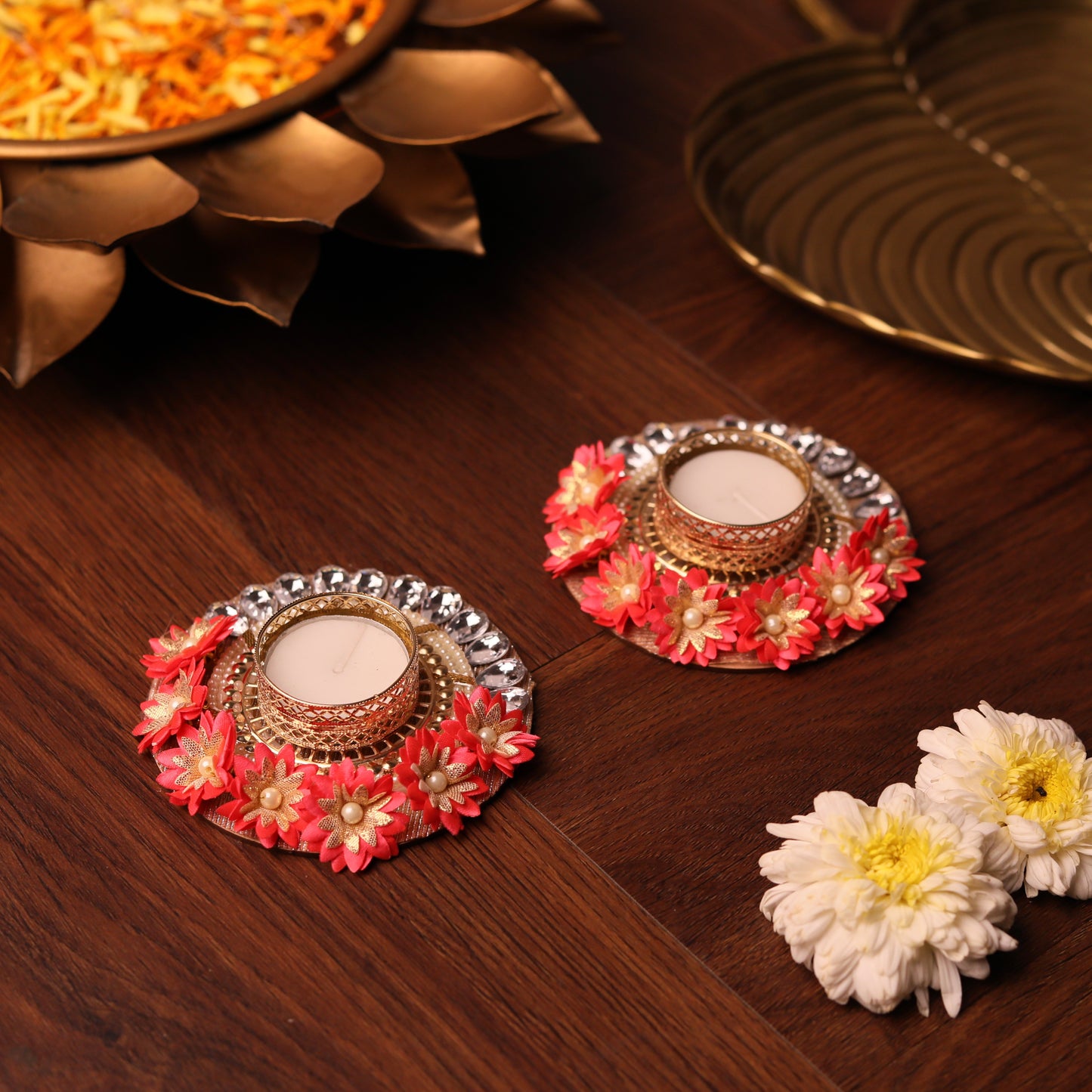 Red Flower Festive Diya