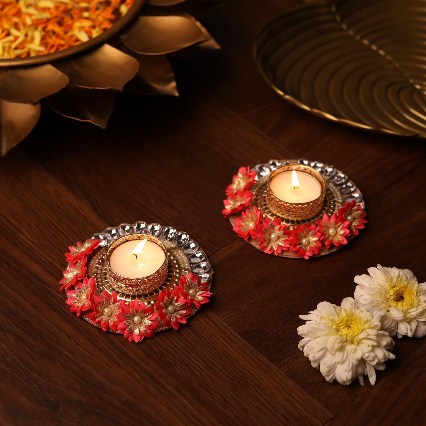 Red Flower Festive Diya