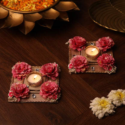 Rosy Festive Diya- Set of 2