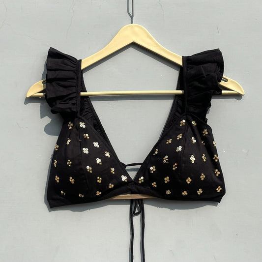 Black Sequin Handwork Bralette