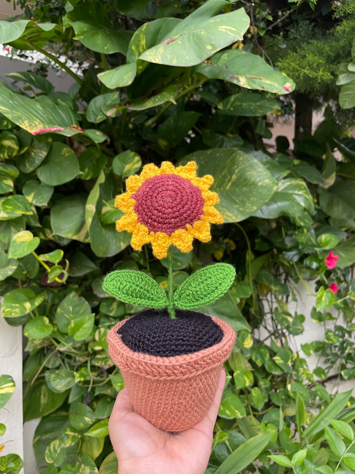Crochet Sunflower Desk Pot