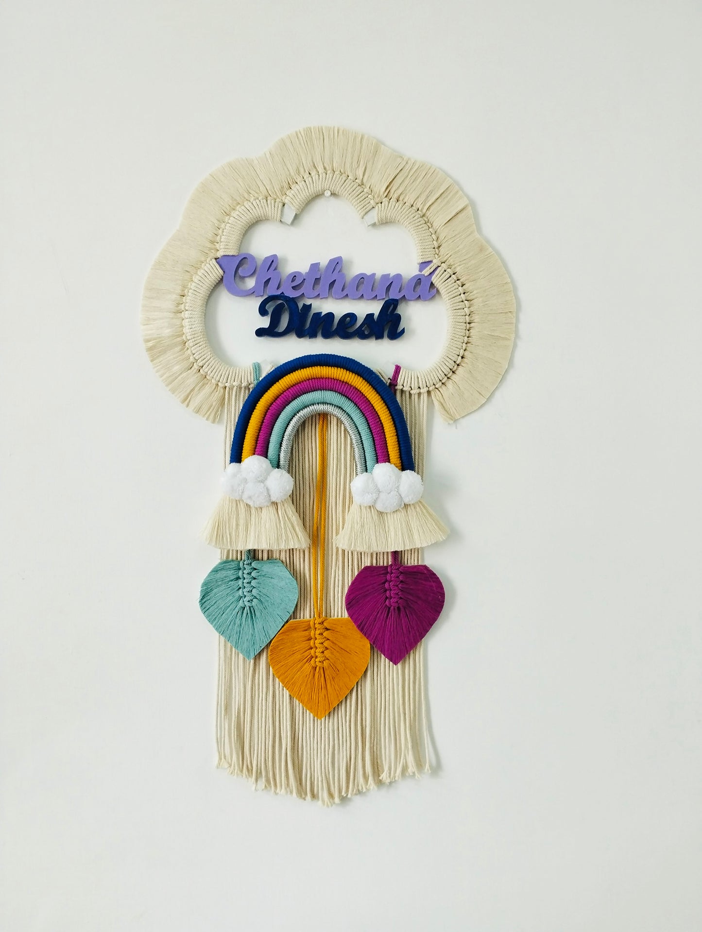 Cloud Rainbow Double Name Macrame Dreamcatcher