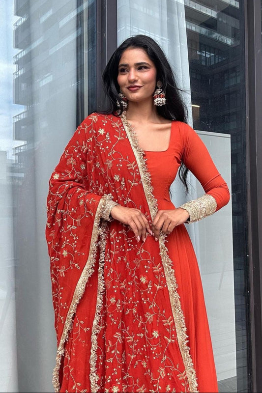 Elegant Anarkali Suit with Intricate Zari Embroidery