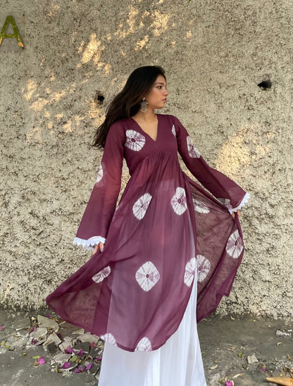 Alira Purple Georgette Flare Kurta