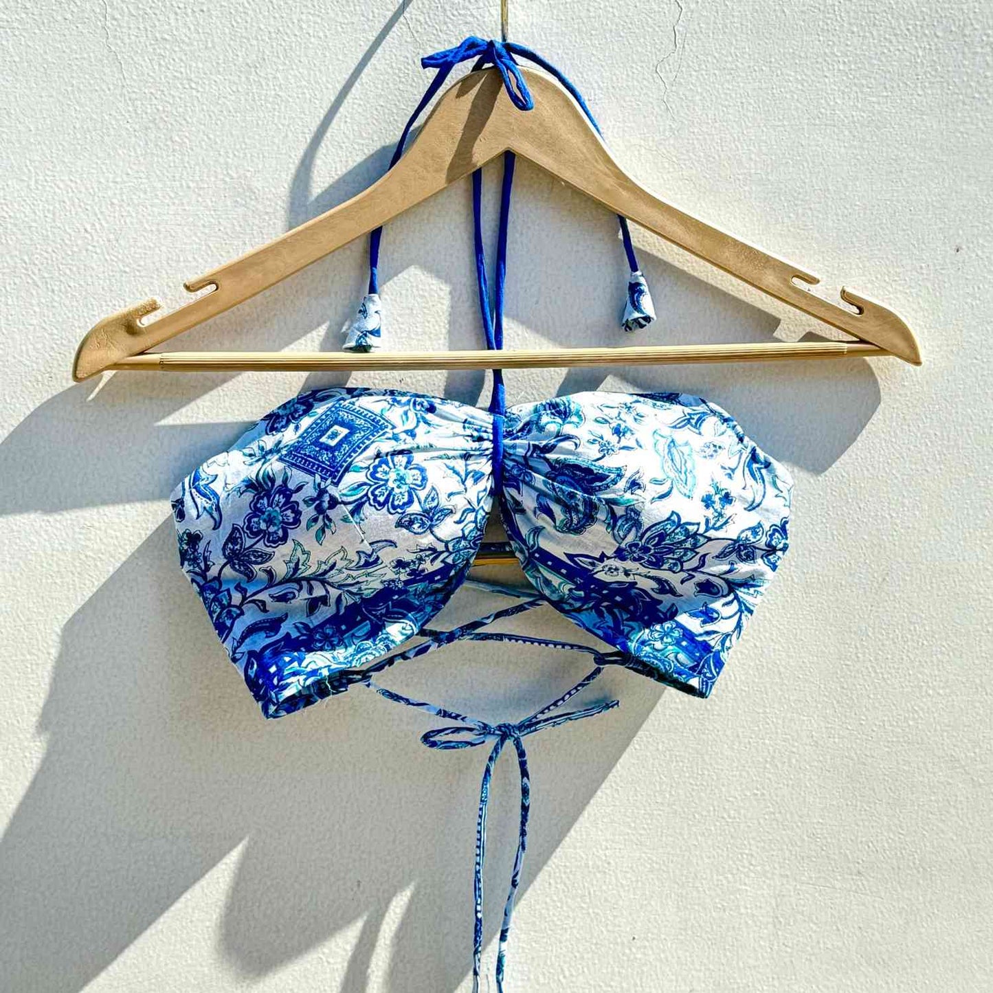 Blue Poetry Criss Cross Cotton Bralette