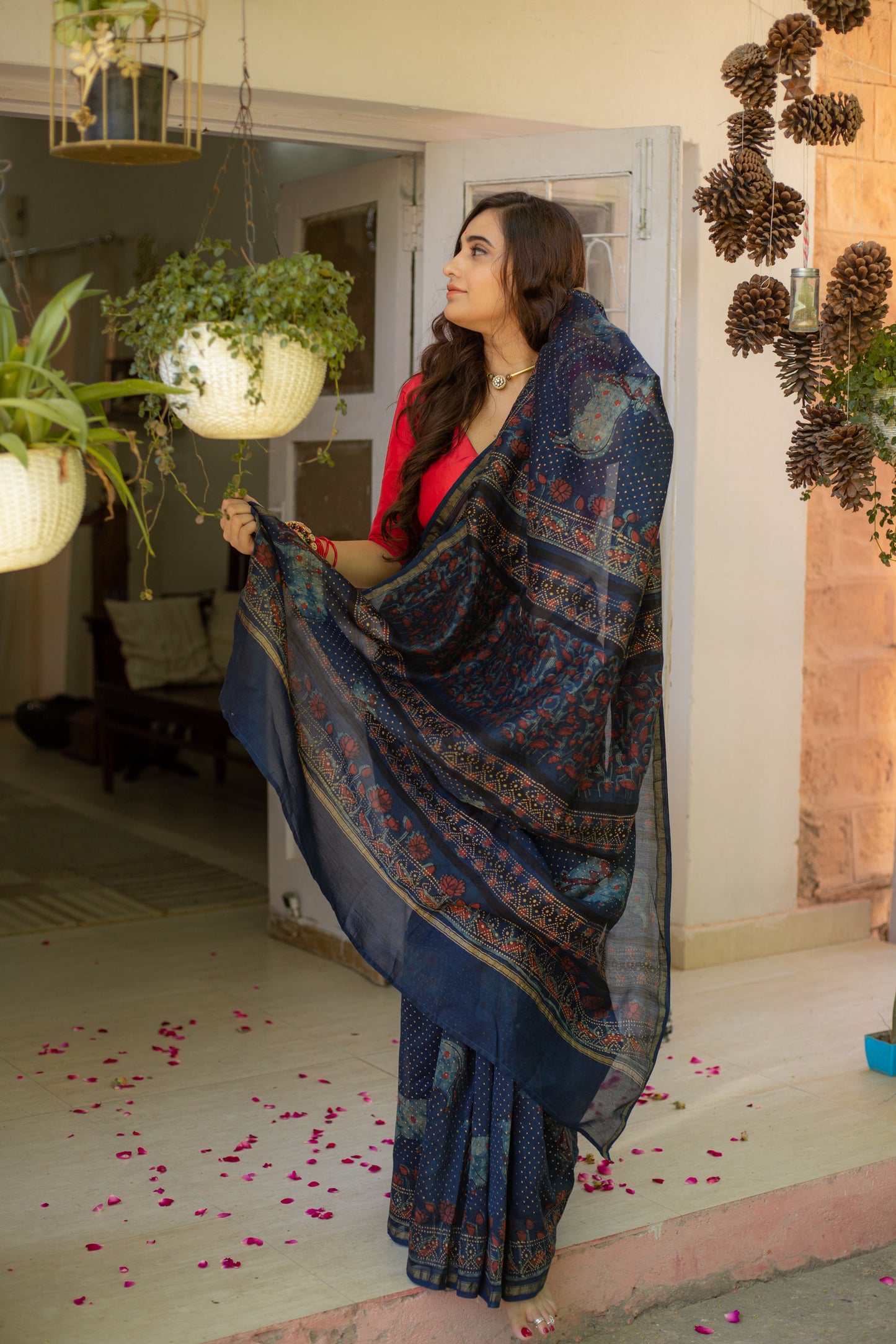 Sneh Pichwai Indigo Silk Saree