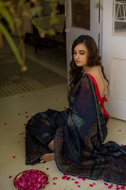 Sneh Pichwai Indigo Silk Saree