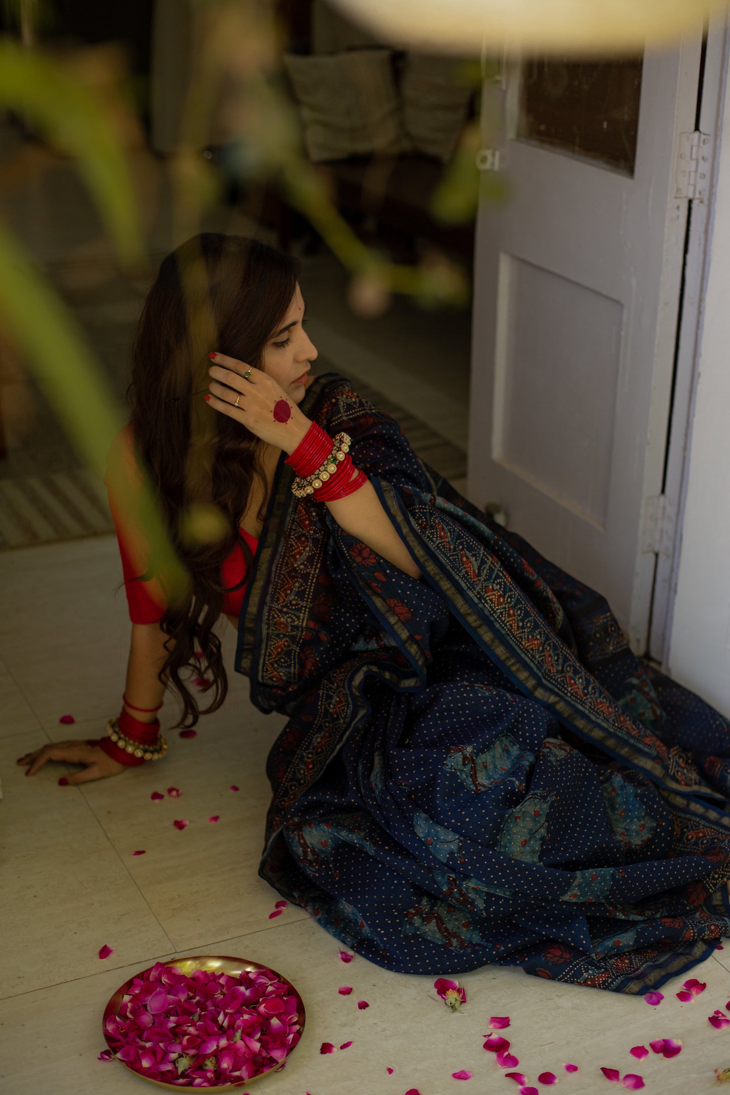 Sneh Pichwai Indigo Silk Saree