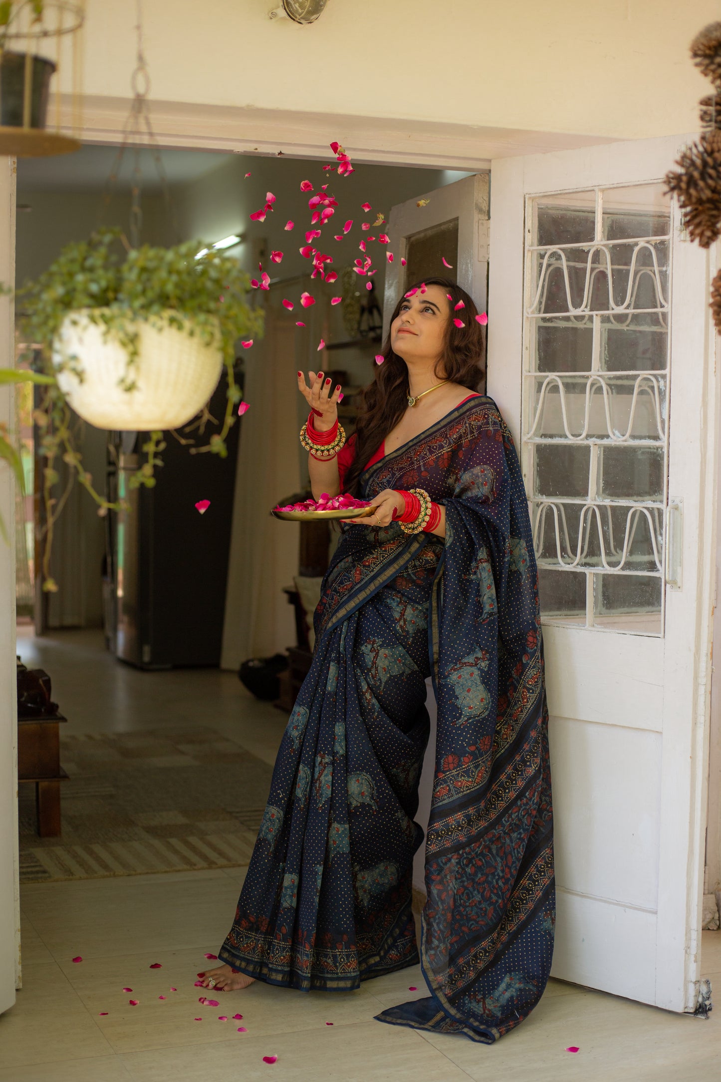 Sneh Pichwai Indigo Silk Saree