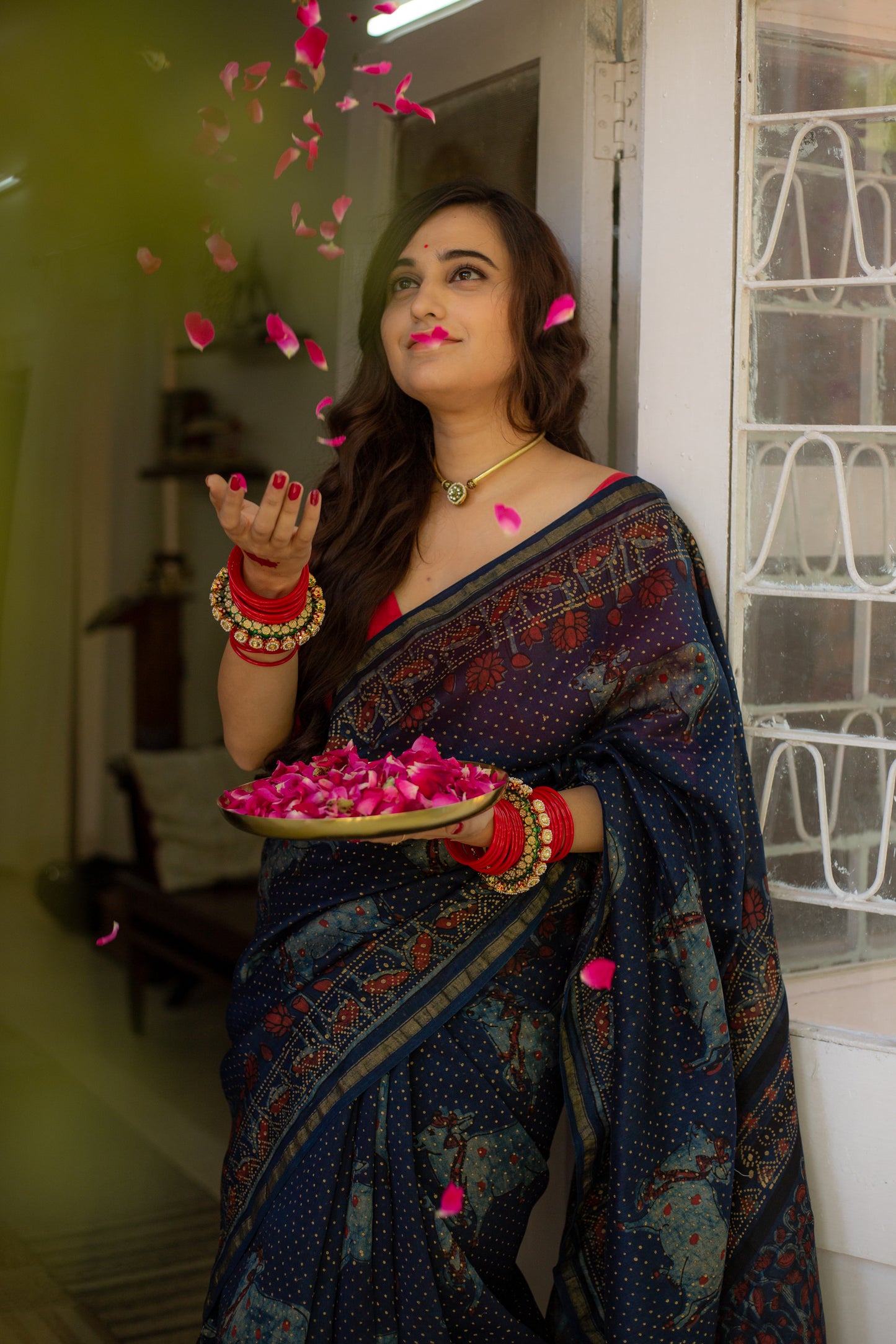 Sneh Pichwai Indigo Silk Saree