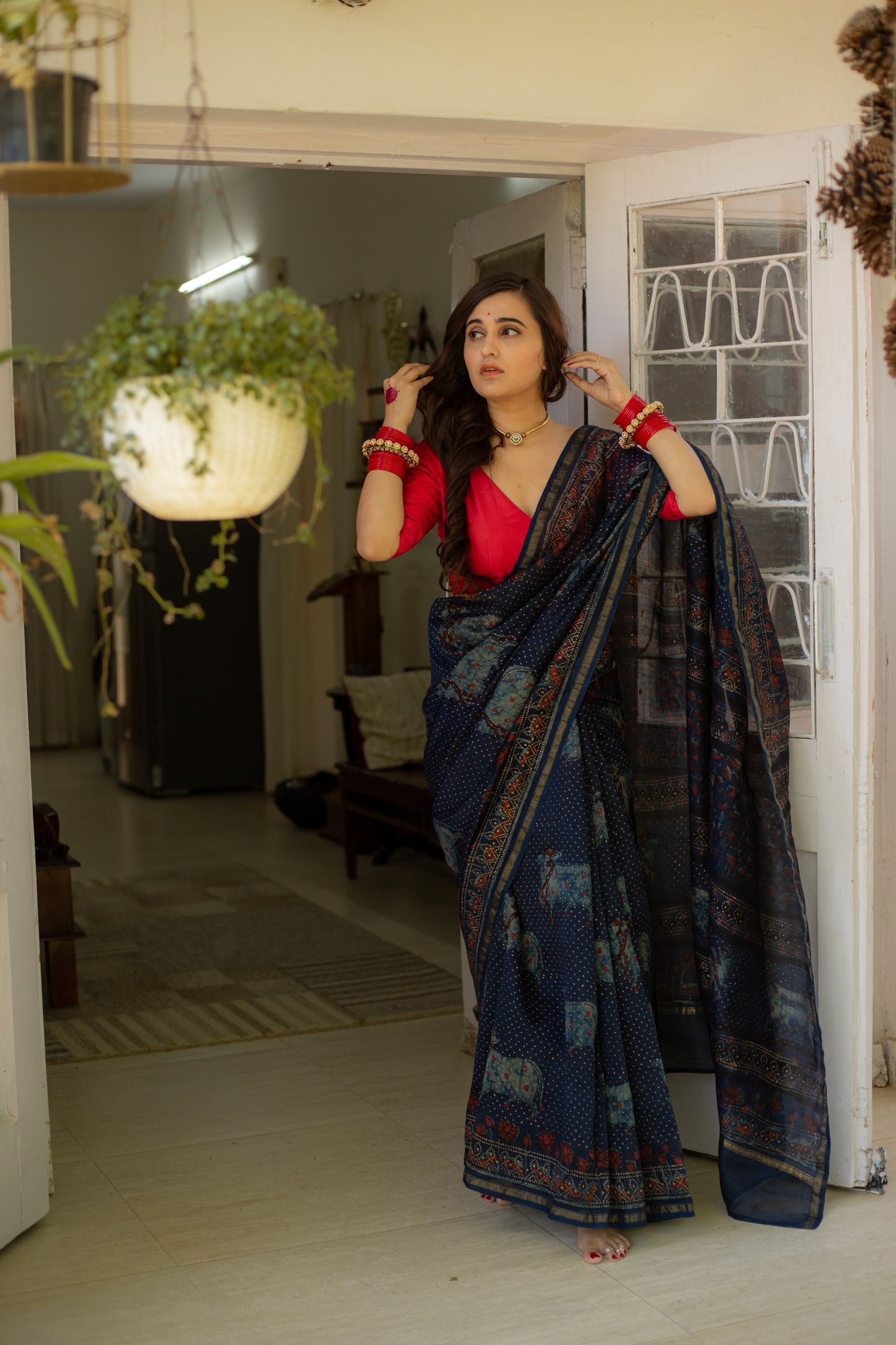 Sneh Pichwai Indigo Silk Saree