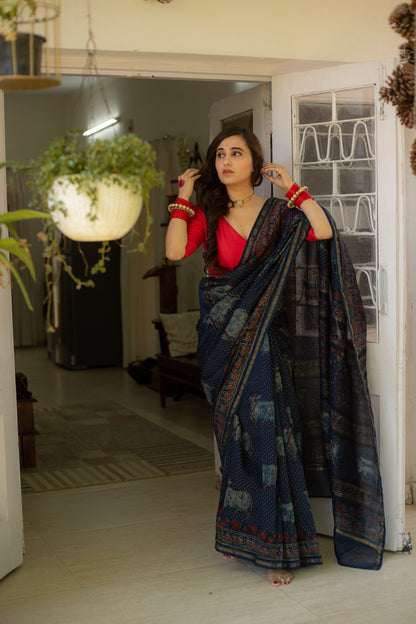 Sneh Pichwai Indigo Silk Saree