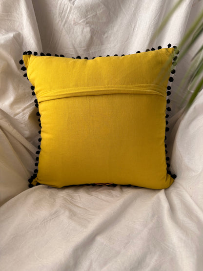 Pink Decor Embroidered Zebra Yellow Cushion Cover