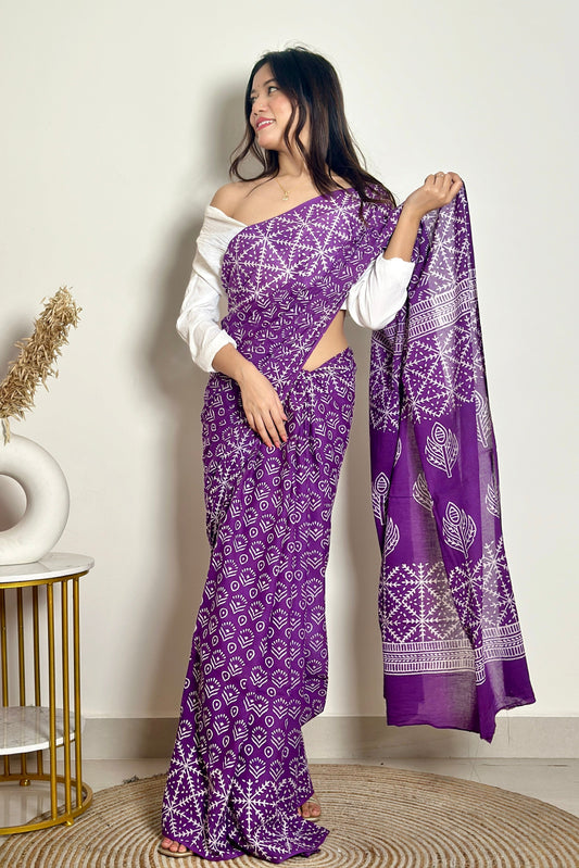 Old School Romance Handblocked Saree