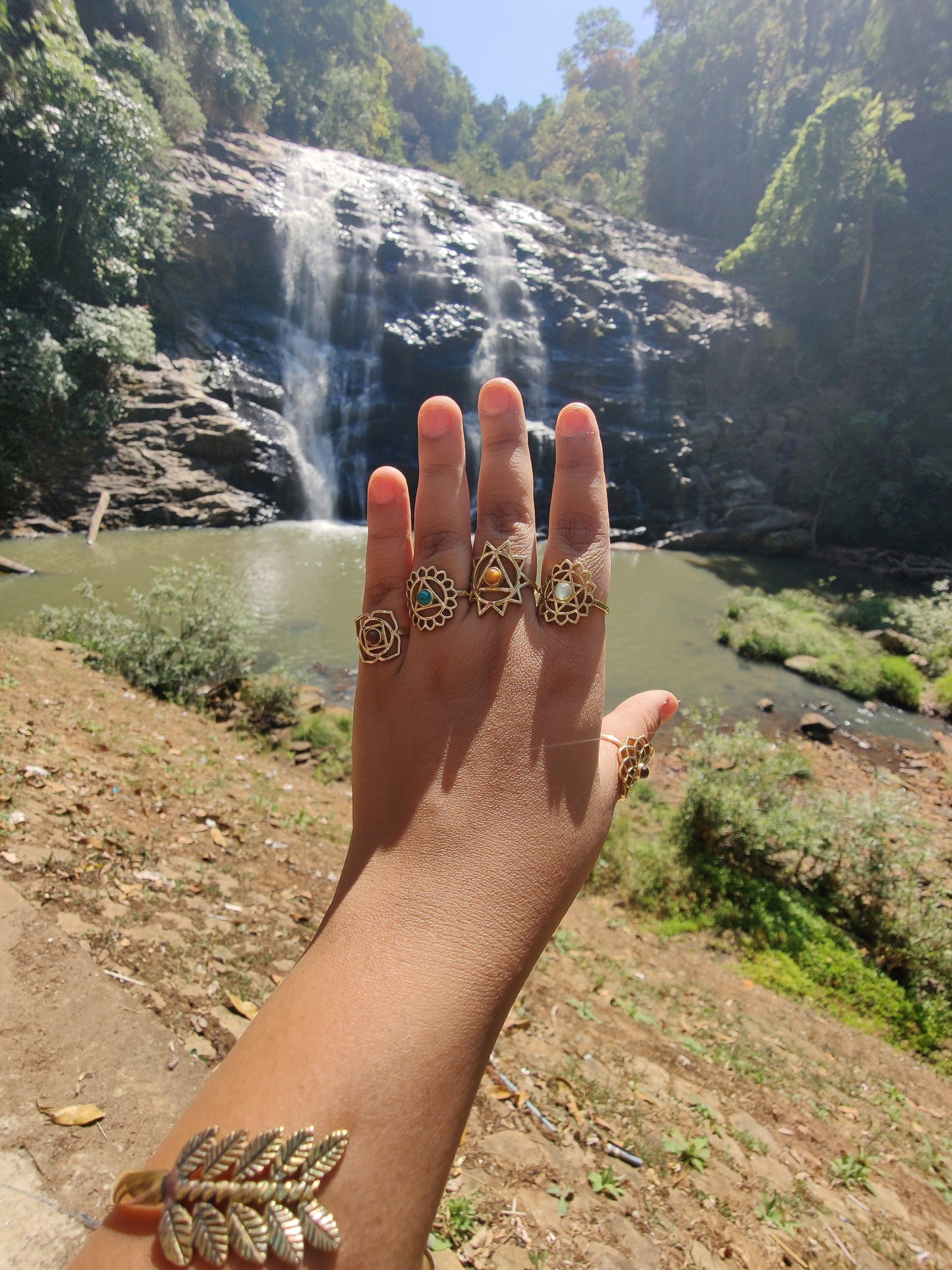 Chakra Gemstone Brass Rings- Set of 7