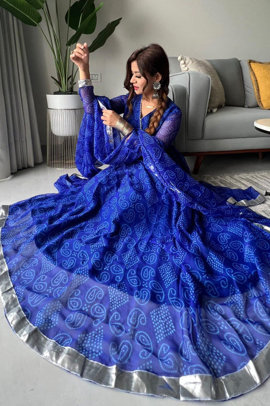 Angrakha Pattern Anarkali Suit Set with Side Slit