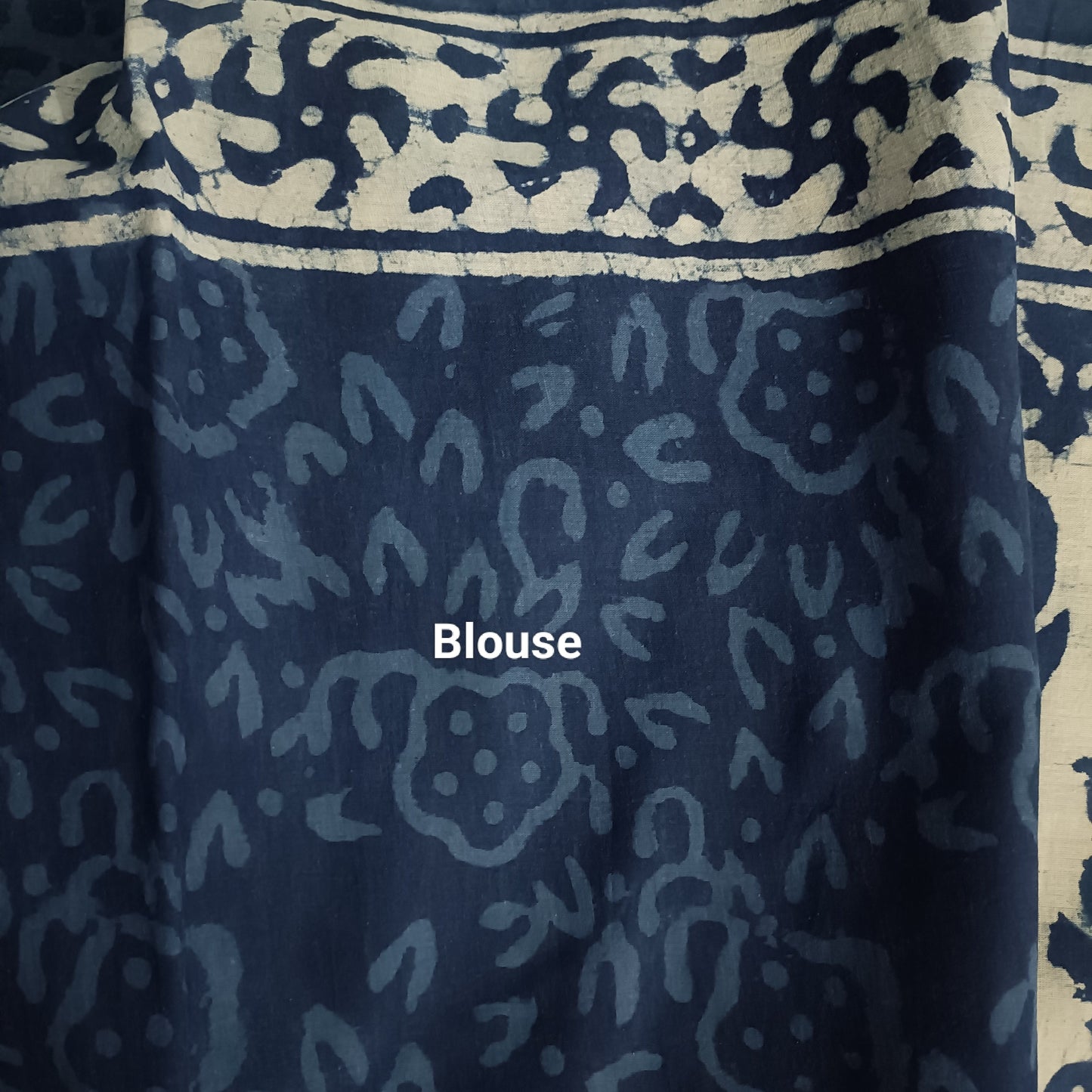 Inspired by Clouds Indigo Cotton Mulmul Dabu Saree