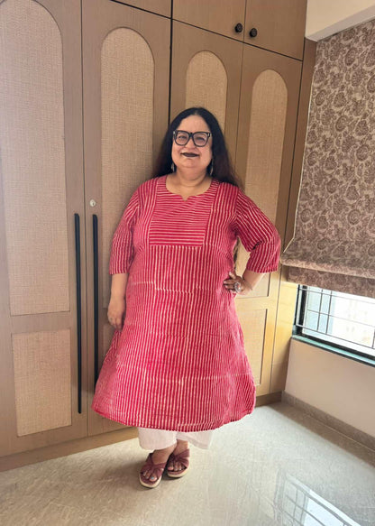 Arvi Sanganeri Printed A-Line Cotton Kurta