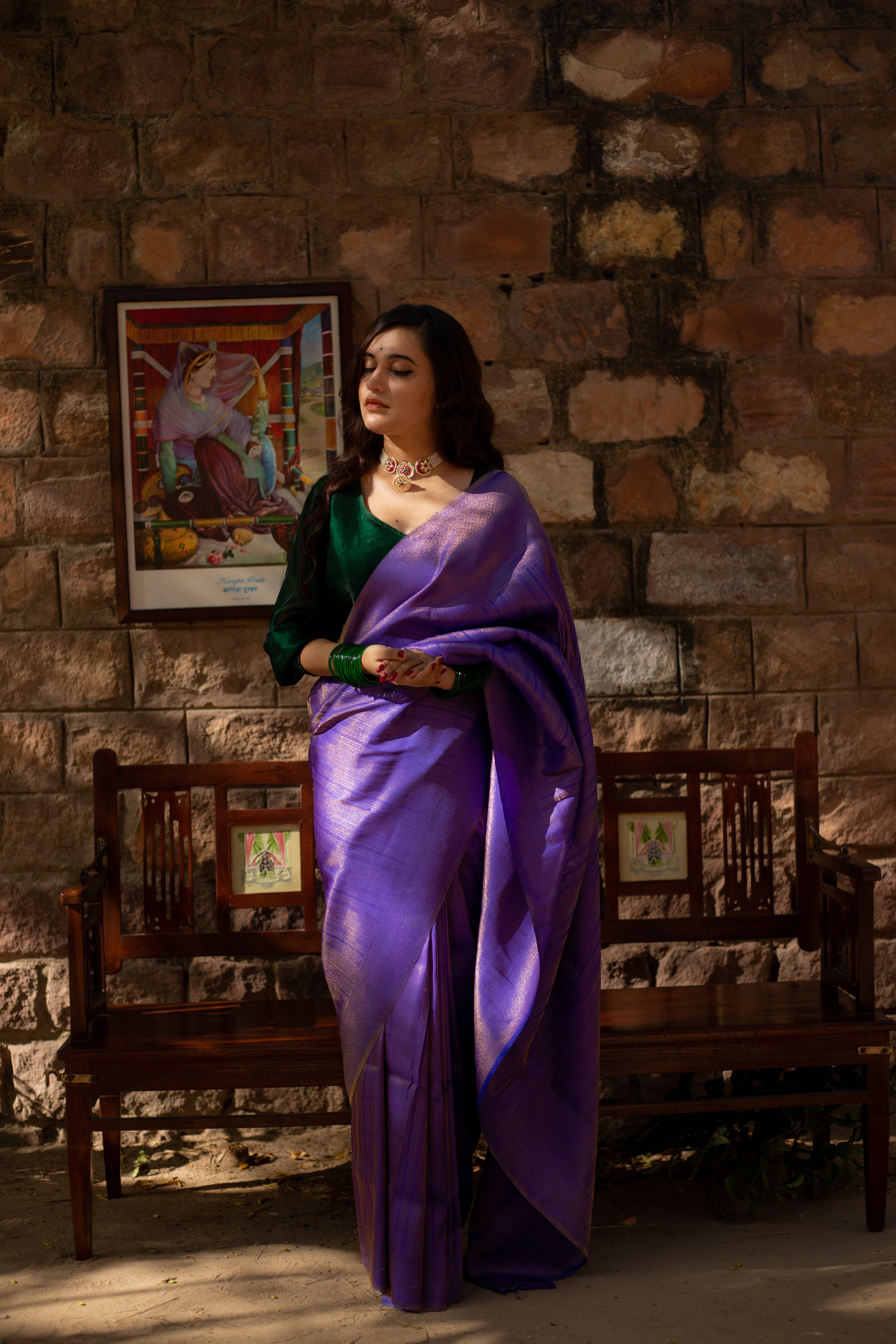 Kalki Koechlin Pure Handloom Silk Purple Saree – Sunasa