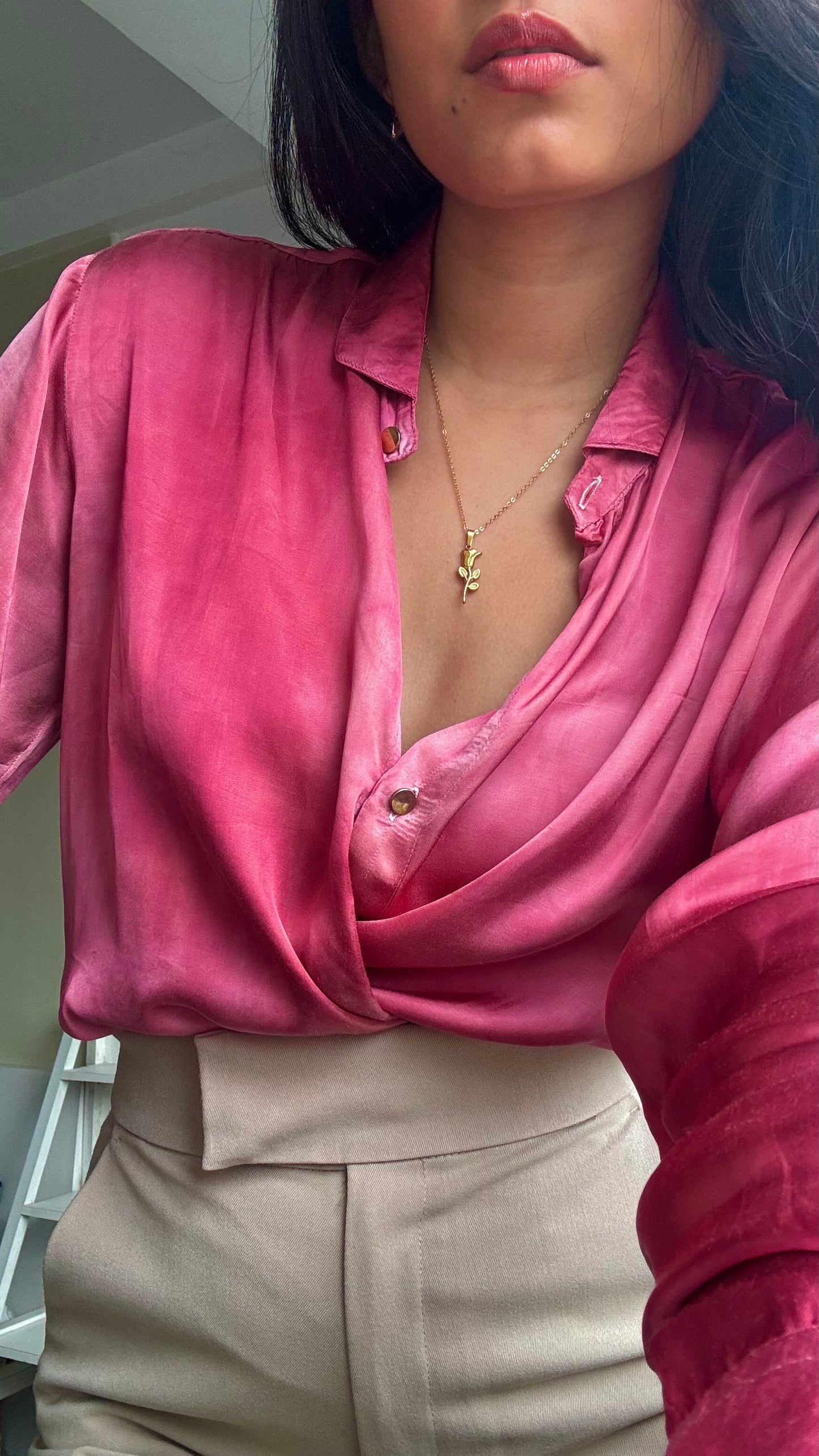 Pink Tie Dye Satin Shirt