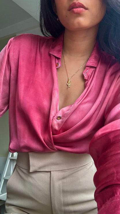 Pink Tie Dye Satin Shirt