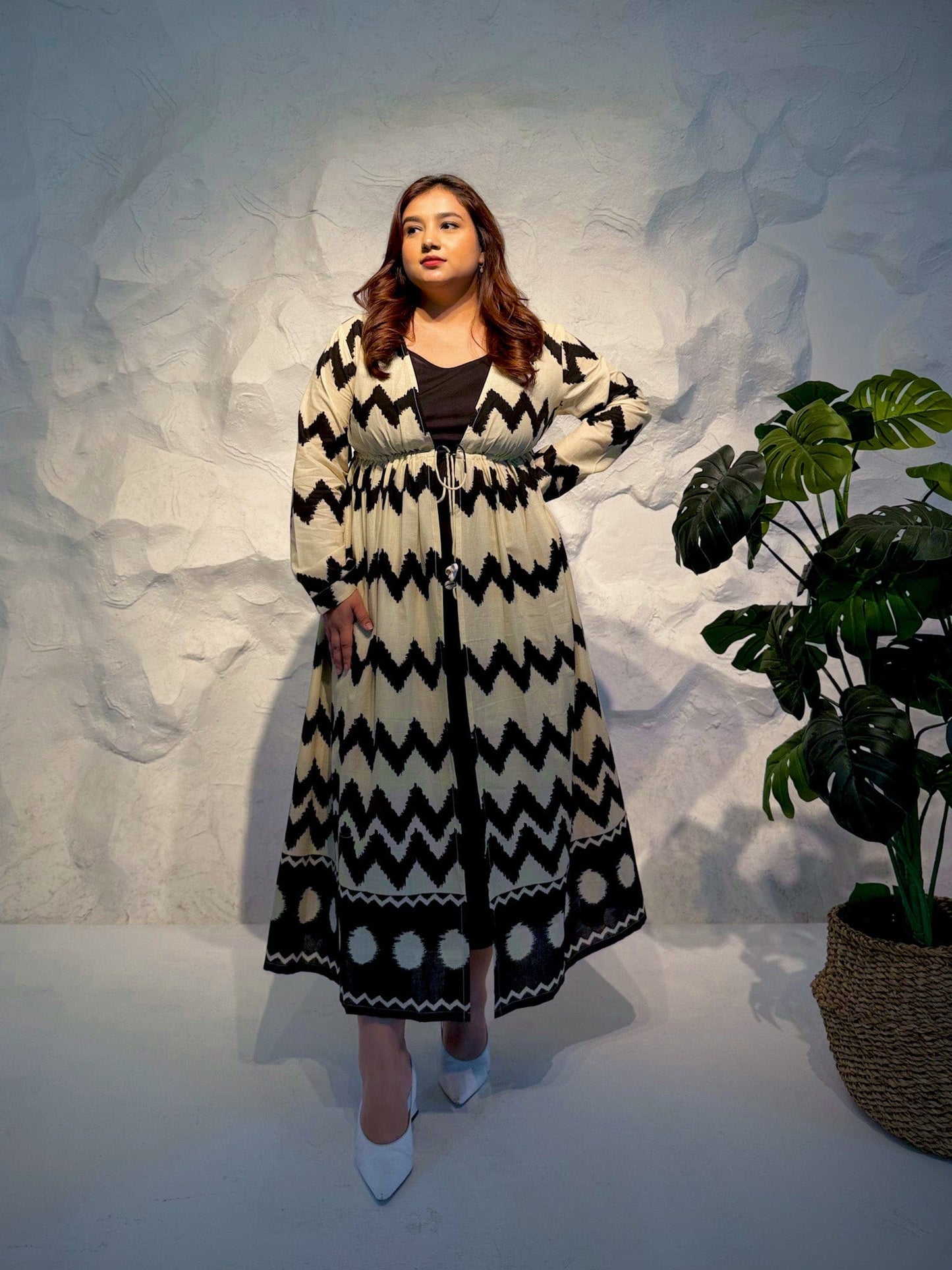 Dusk Sleeveless Dress with Printed Overlay Set