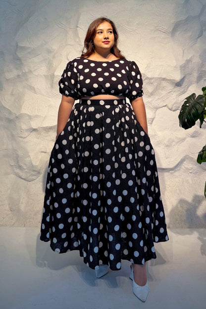 Sunniera Polka Dot Co-ord Set with Kantha Embroidery