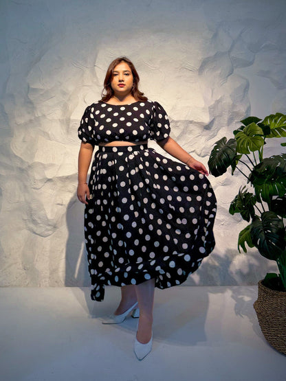 Sunniera Polka Dot Co-ord Set with Kantha Embroidery