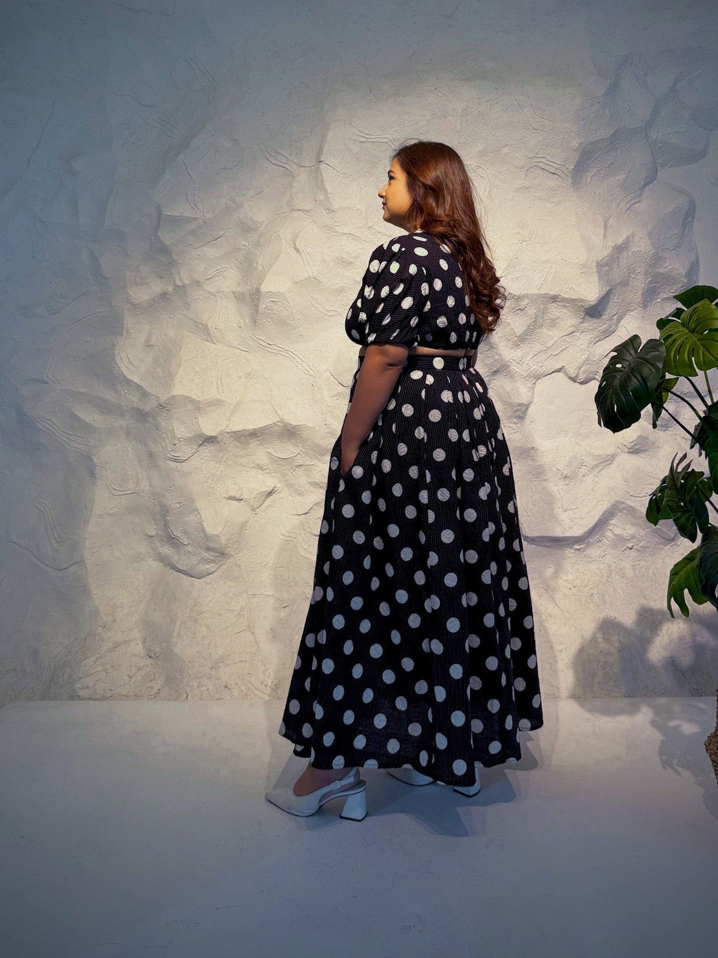 Sunniera Polka Dot Co-ord Set with Kantha Embroidery