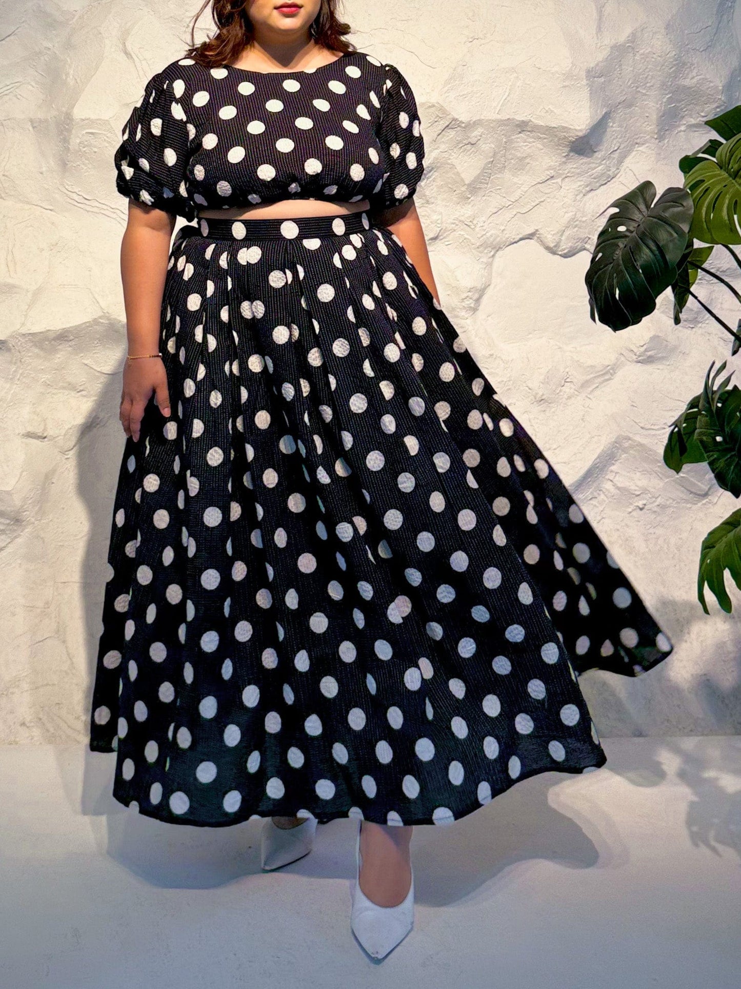 Sunniera Polka Dot Co-ord Set with Kantha Embroidery