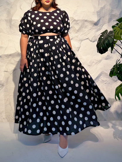 Sunniera Polka Dot Co-ord Set with Kantha Embroidery