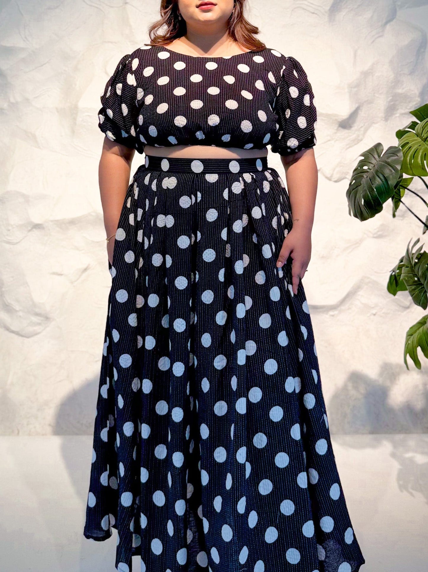 Sunniera Polka Dot Co-ord Set with Kantha Embroidery