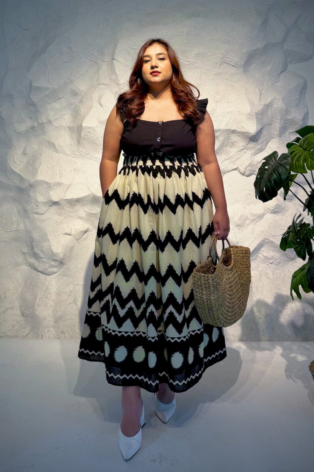 Sandra Chevron Print Cotton Skirt