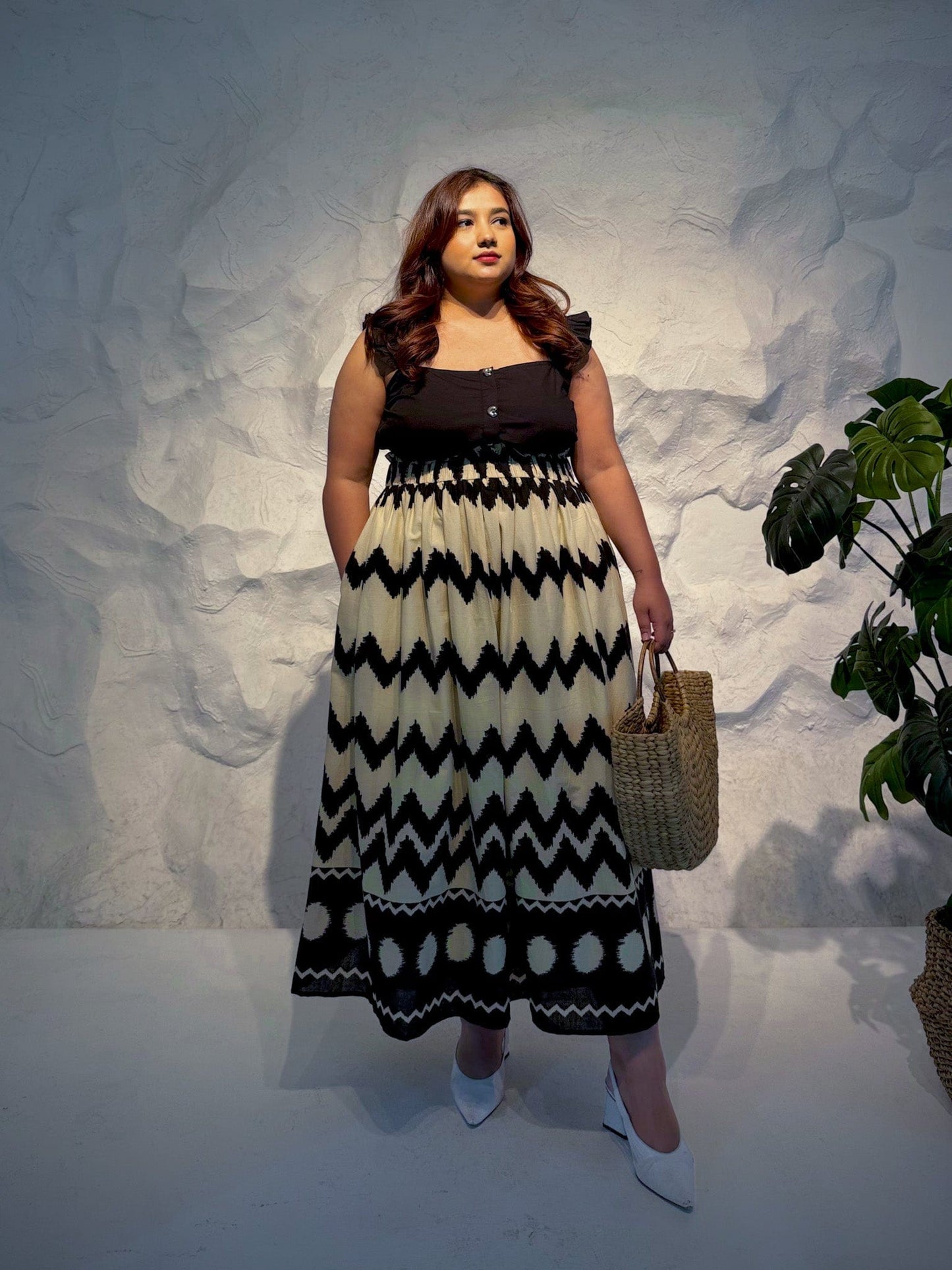 Sandra Chevron Print Cotton Skirt