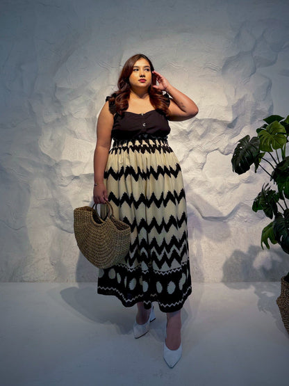 Sandra Chevron Print Cotton Skirt