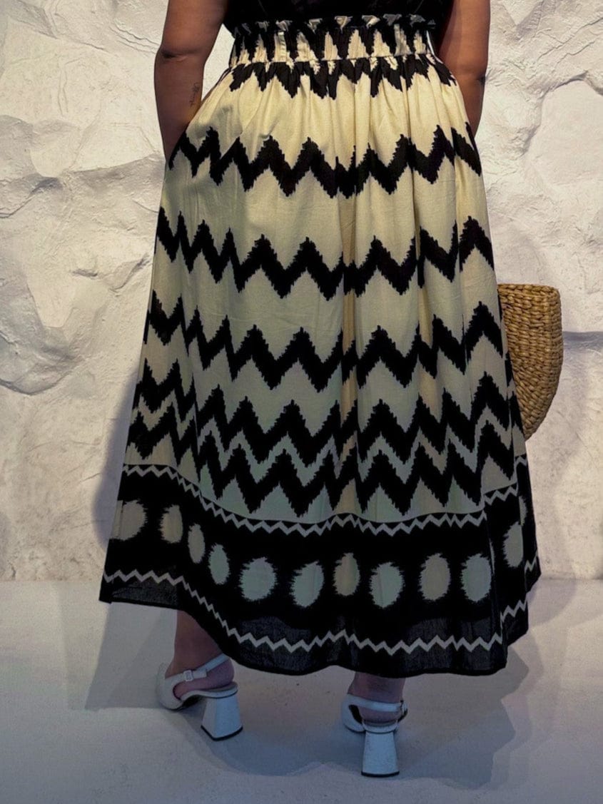 Sandra Chevron Print Cotton Skirt